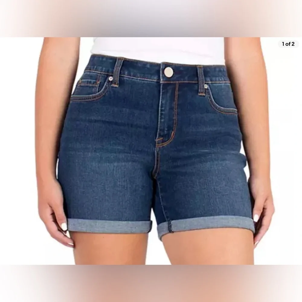 Seven7 Women Weekend Rolled Cuff Stretch Jean Short Color Blue Size 4;6;…
